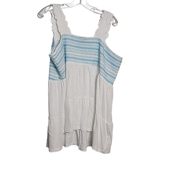 Torrid Bright White Cotton Modal Slub Square Neck Smocked Babydoll, NWT - Picture 7 of 7